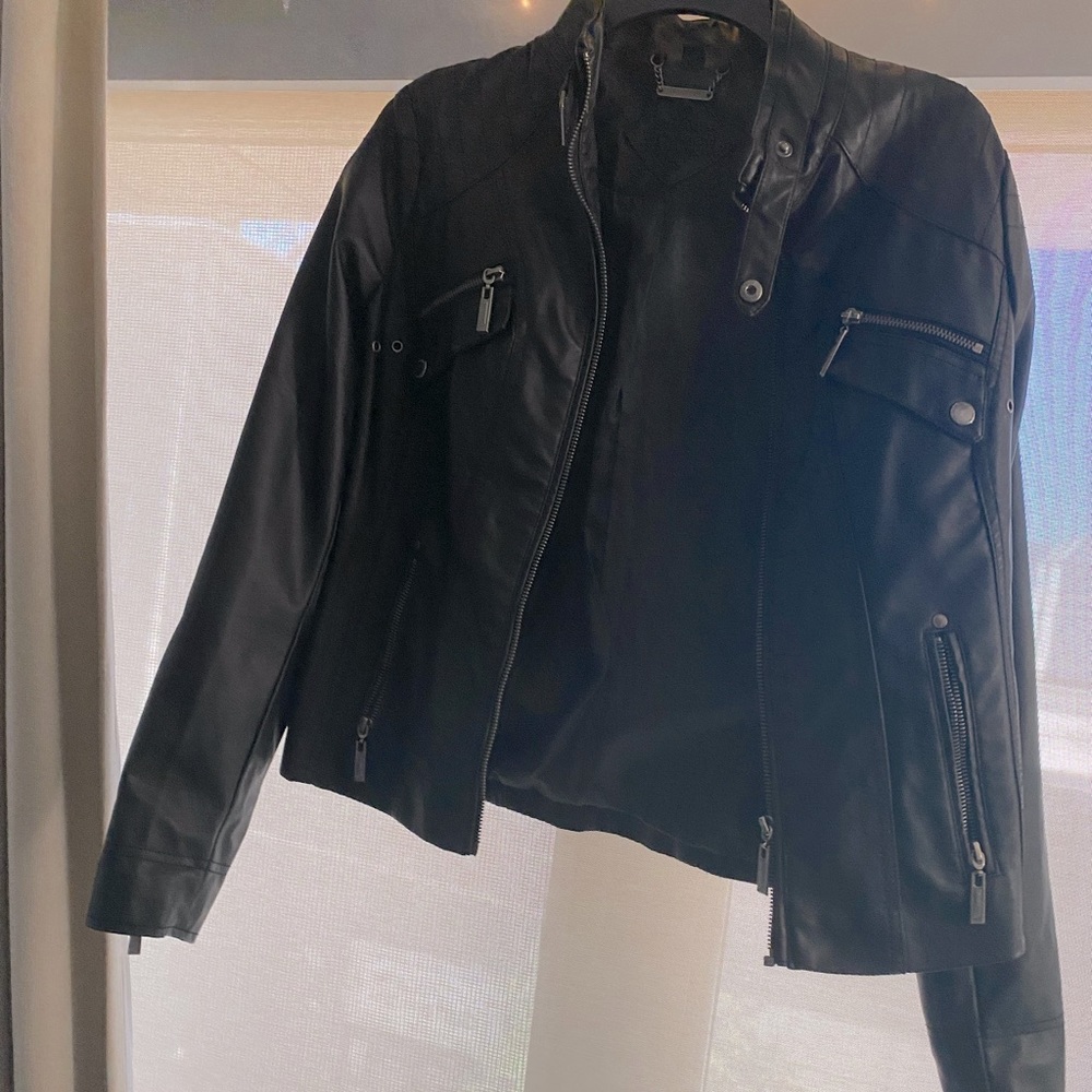 Black Leather Zippered Jacket